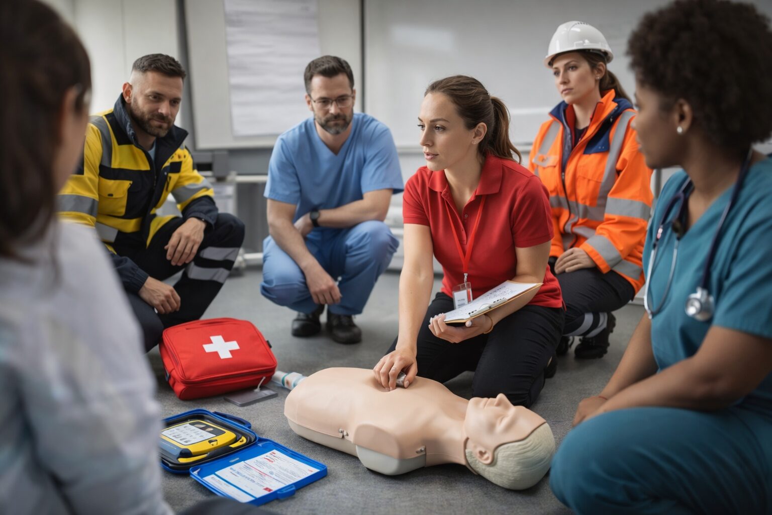 Gebze ilk yardım eğitici eğmen eğitimi sırasında uygulamalı CPR ve temel yaşam desteği eğitimi